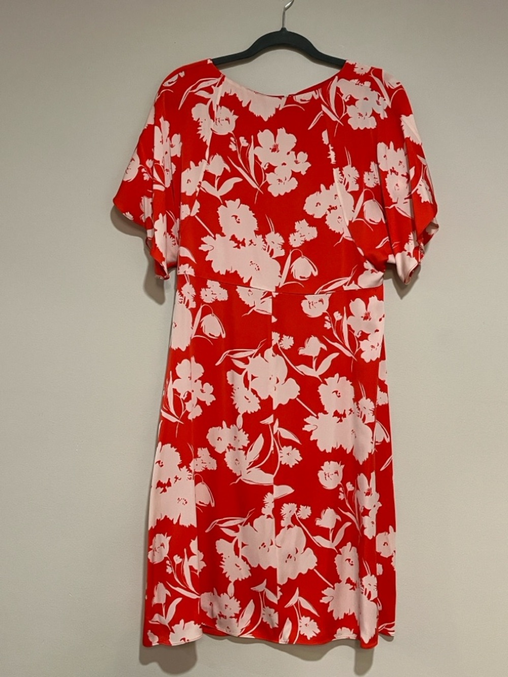 Lewit | Silk red & white floral midi dress Women’s size 6 kimono sleeves flowy - Picture 7 of 7
